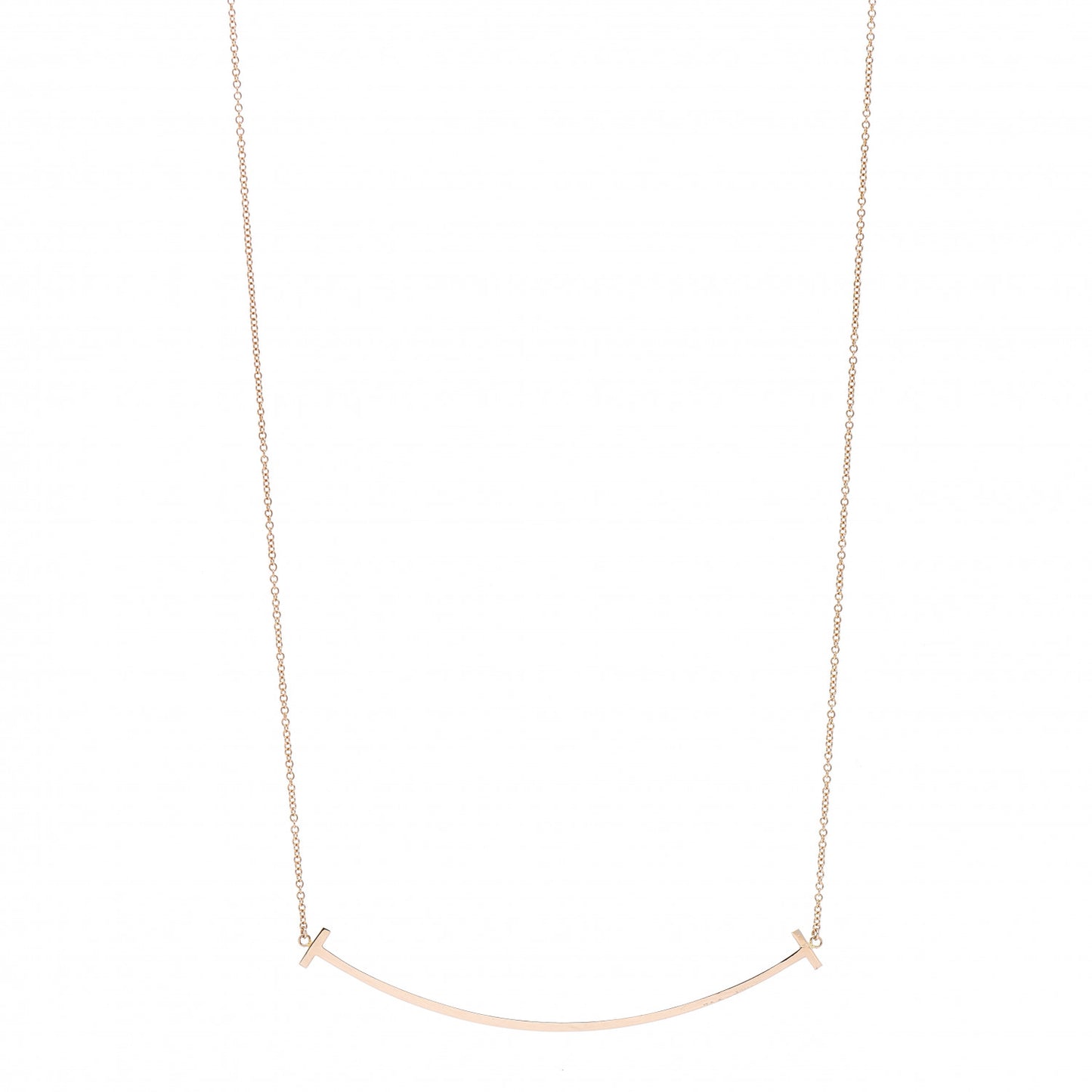 18K Rose Gold Large T Smile Pendant Necklace