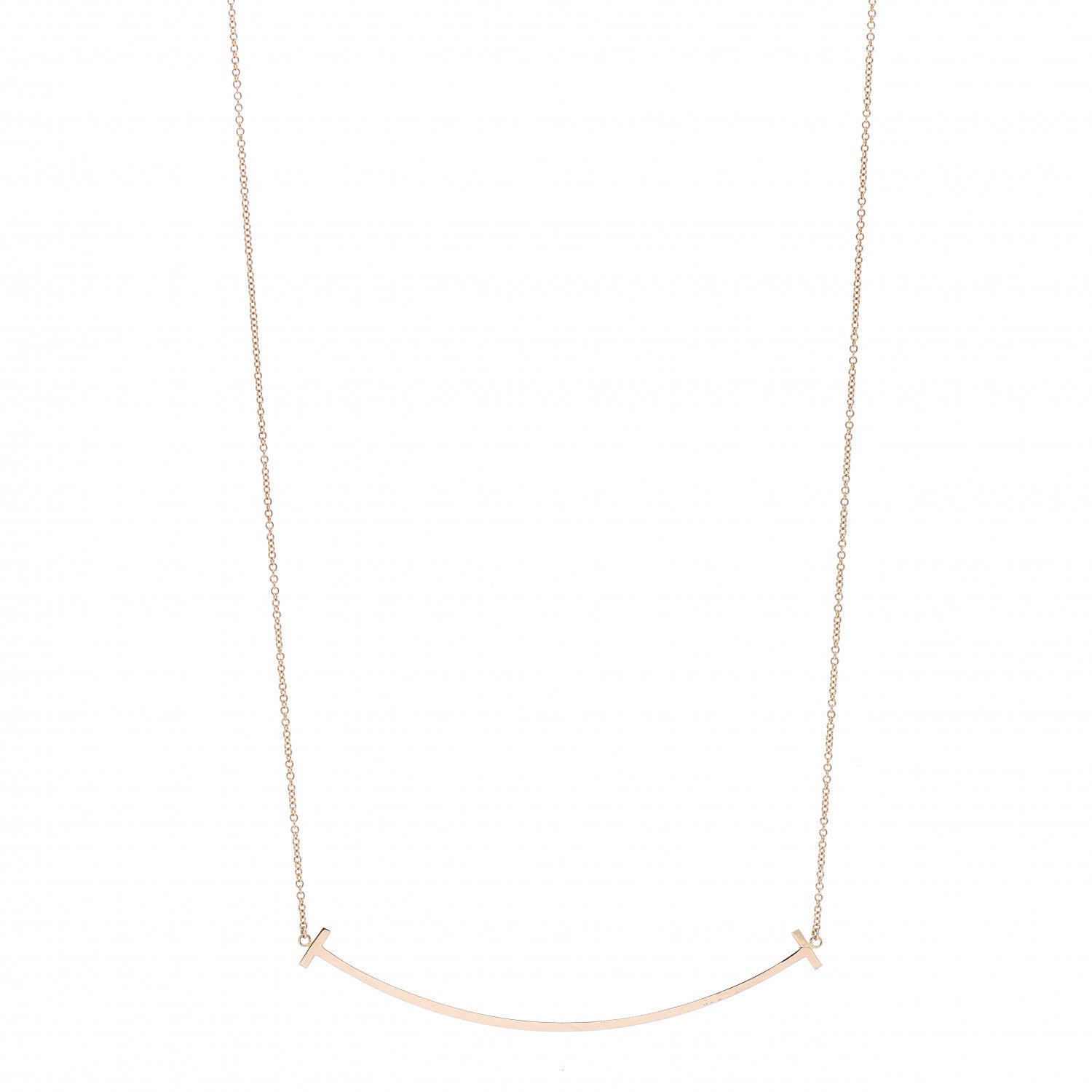 Tiffany 18K Rose Gold Large T Smile Pendant Necklace 1 of 4