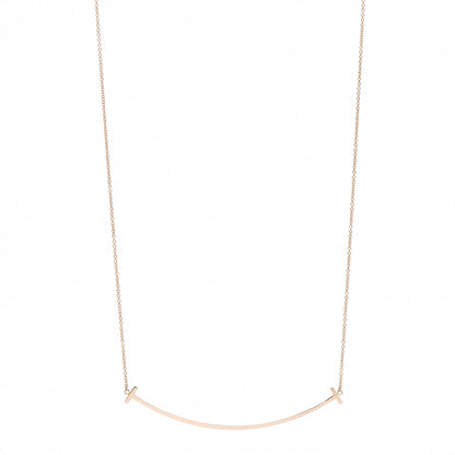 Tiffany 18K Rose Gold Large T Smile Pendant Necklace 1 of 4