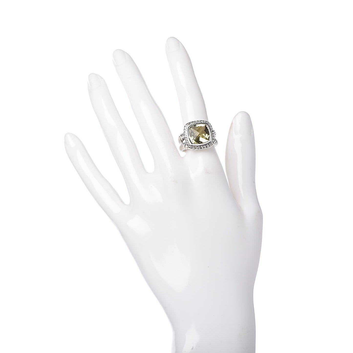 Sterling Silver Diamond Lemon Quartz 11mm Albion Ring 53 6.5