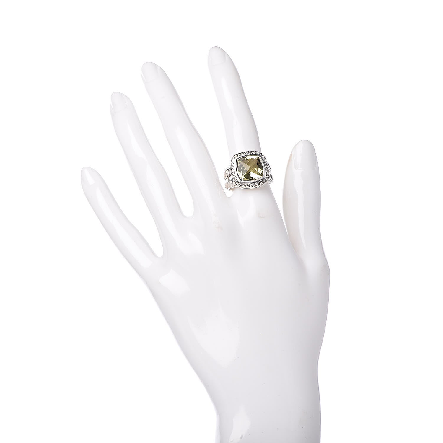 David Yurman Sterling Silver Diamond Lemon Quartz 11mm Albion Ring 53 6.5 2 of 6