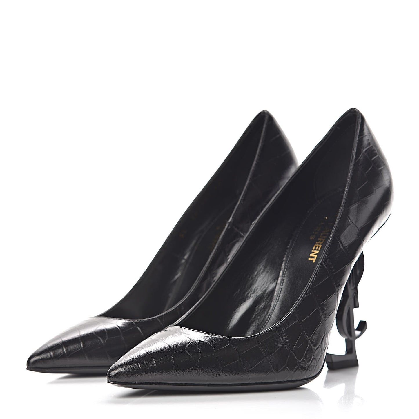 Calfskin Crocodile Embossed Opyum 110 Pumps 38 Black