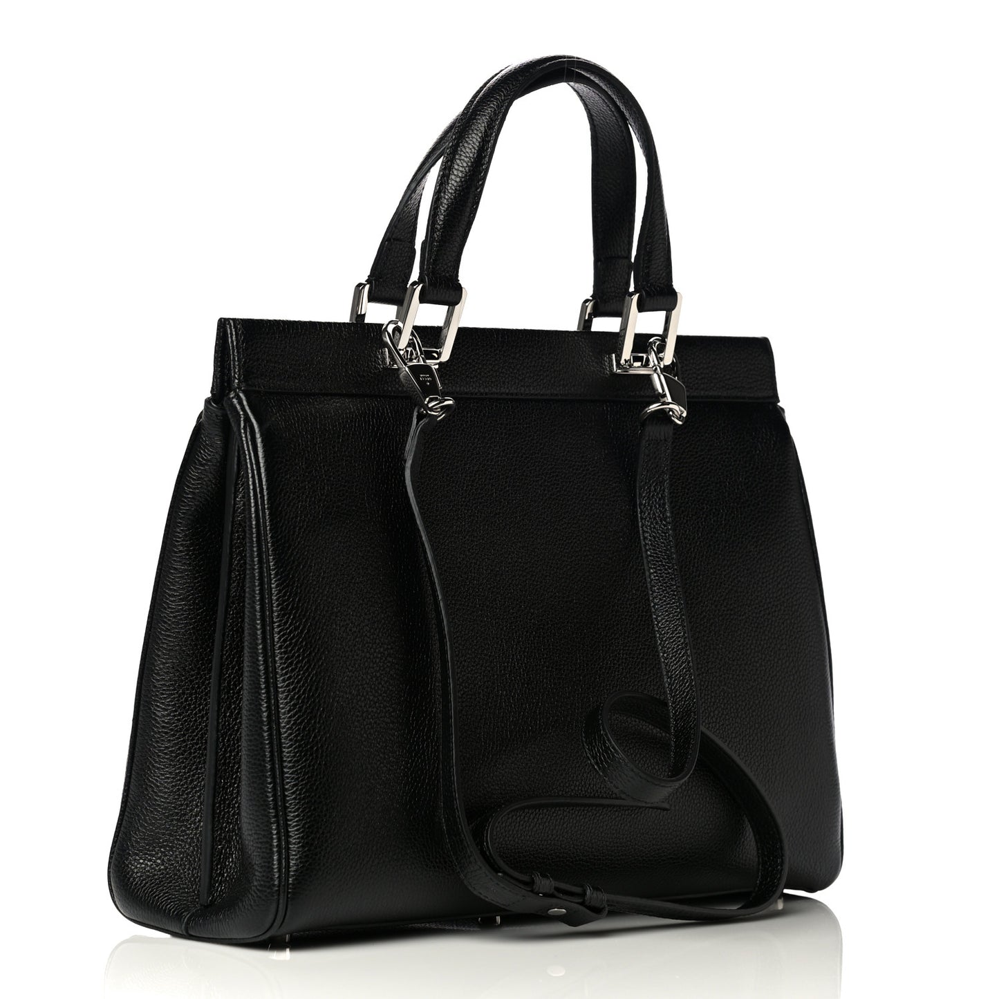Grainy Calfskin Medium Zumi Top Handle Bag Black
