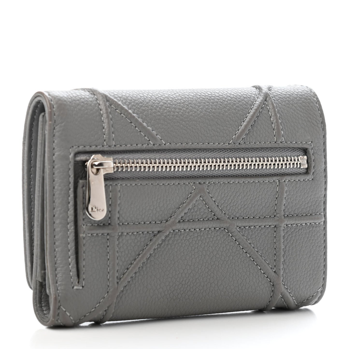 Grained Calfskin Cannage Diorama Elancee Wallet Grey