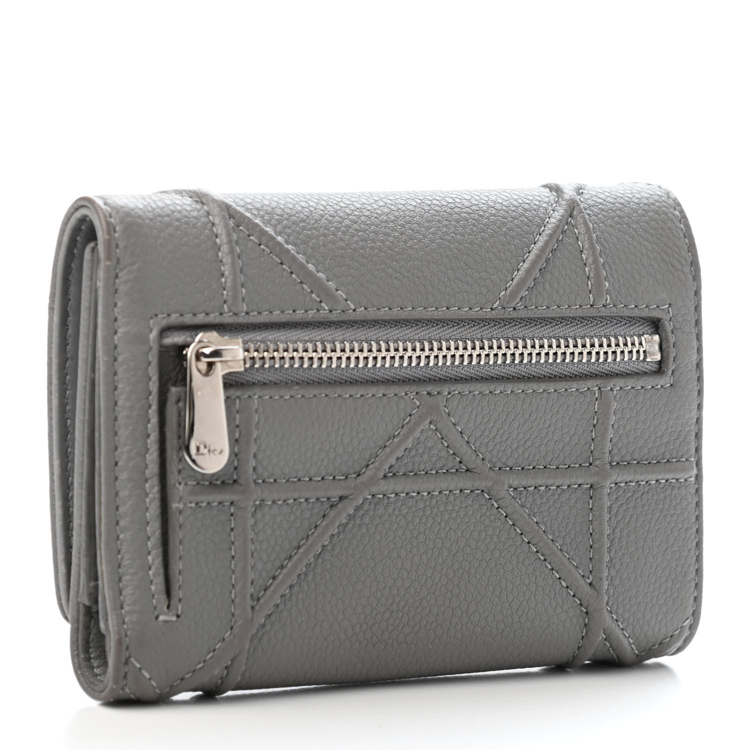 Christian Dior Grained Calfskin Cannage Diorama Elancee Wallet Grey 2 of 4