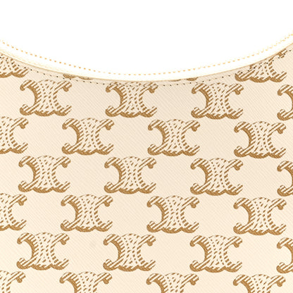 Celine Canvas Calfskin Ava Triomphe Shoulder Bag White 8 of 10