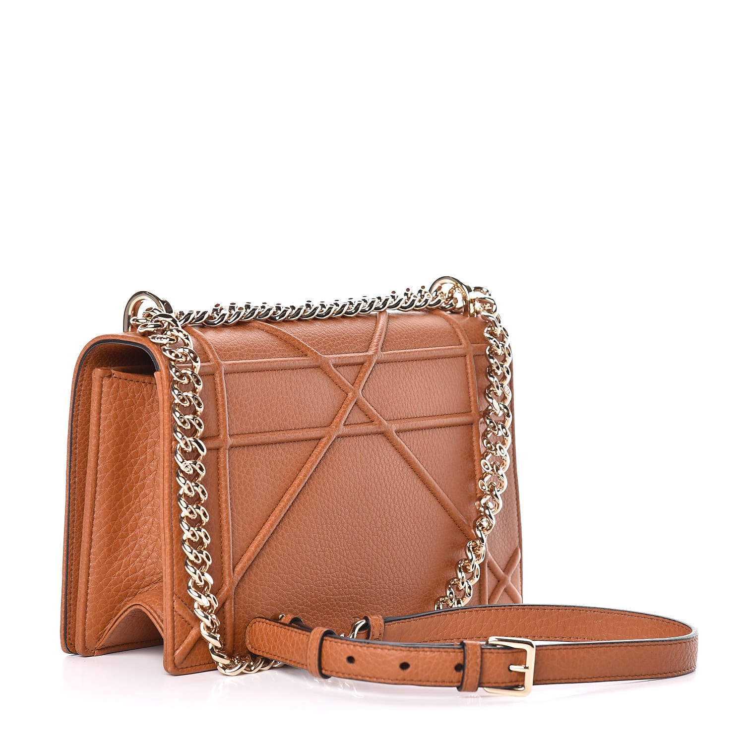 Christian Dior Grained Calfskin Medium Diorama Flap Bag Brown 3 of 10