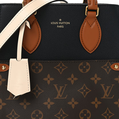 Louis Vuitton Calfskin Monogram Fold Tote MM Black Wine Cream 7 of 9