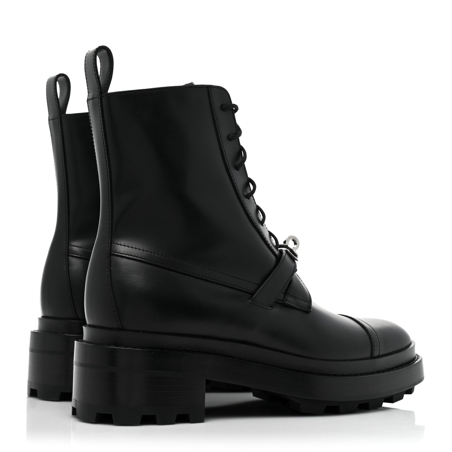 Glossed Calfskin Funk Ankle Boots 37.5 Black