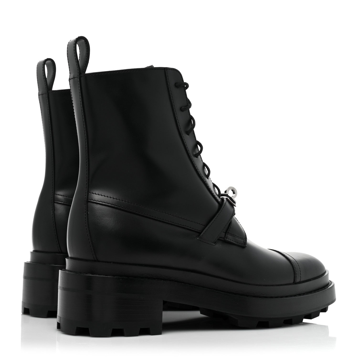 Hermes Glossed Calfskin Funk Ankle Boots 37.5 Black 4 of 11