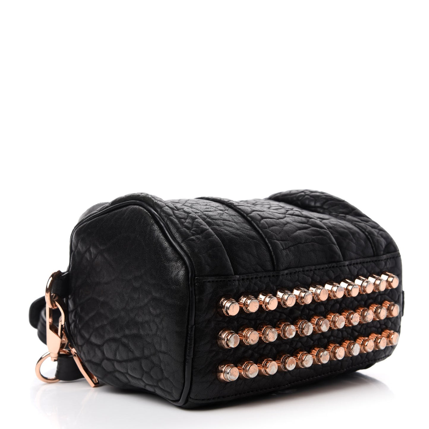 Pebbled Lambskin Mini Rockie Black Rose Gold Hardware