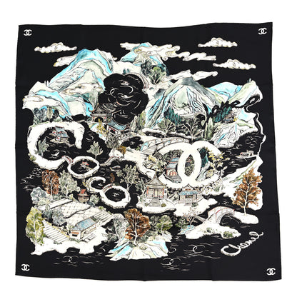 Chanel Silk CC Square Scarf Black Multicolor 1 of 5