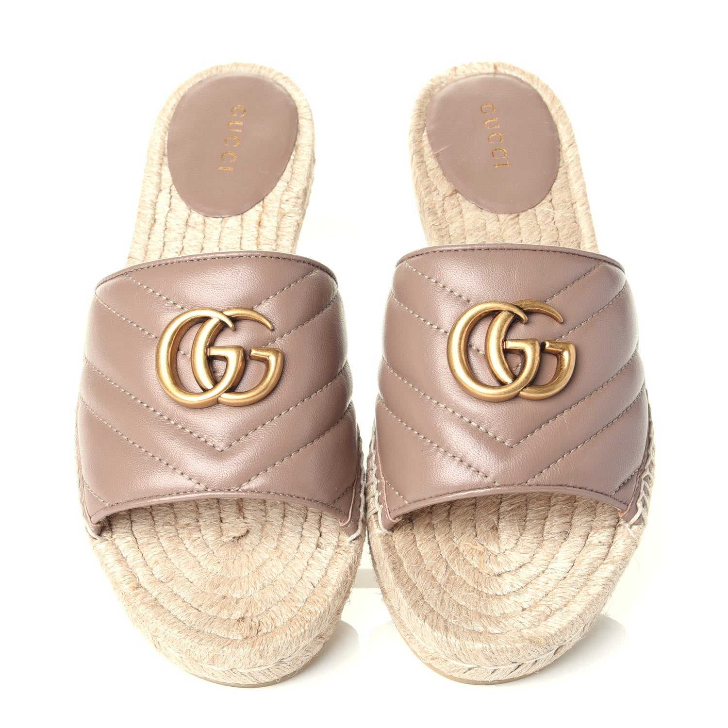 Gucci Nappa Matelasse GG Marmont Espadrille Slide Sandals 37 Porcelain Rose 5 of 11
