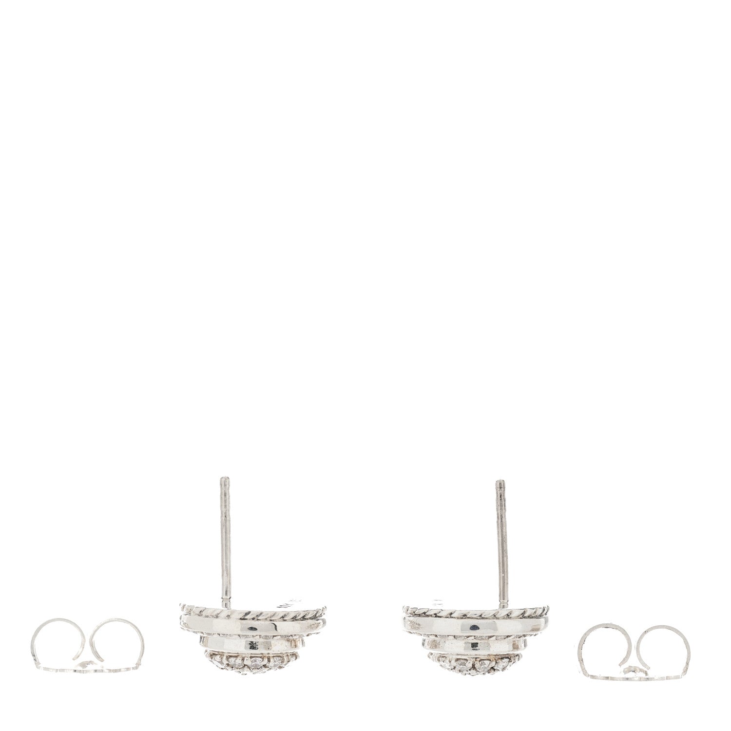 David Yurman Sterling Silver Diamond 8mm Pave Cerise Earrings 3 of 4