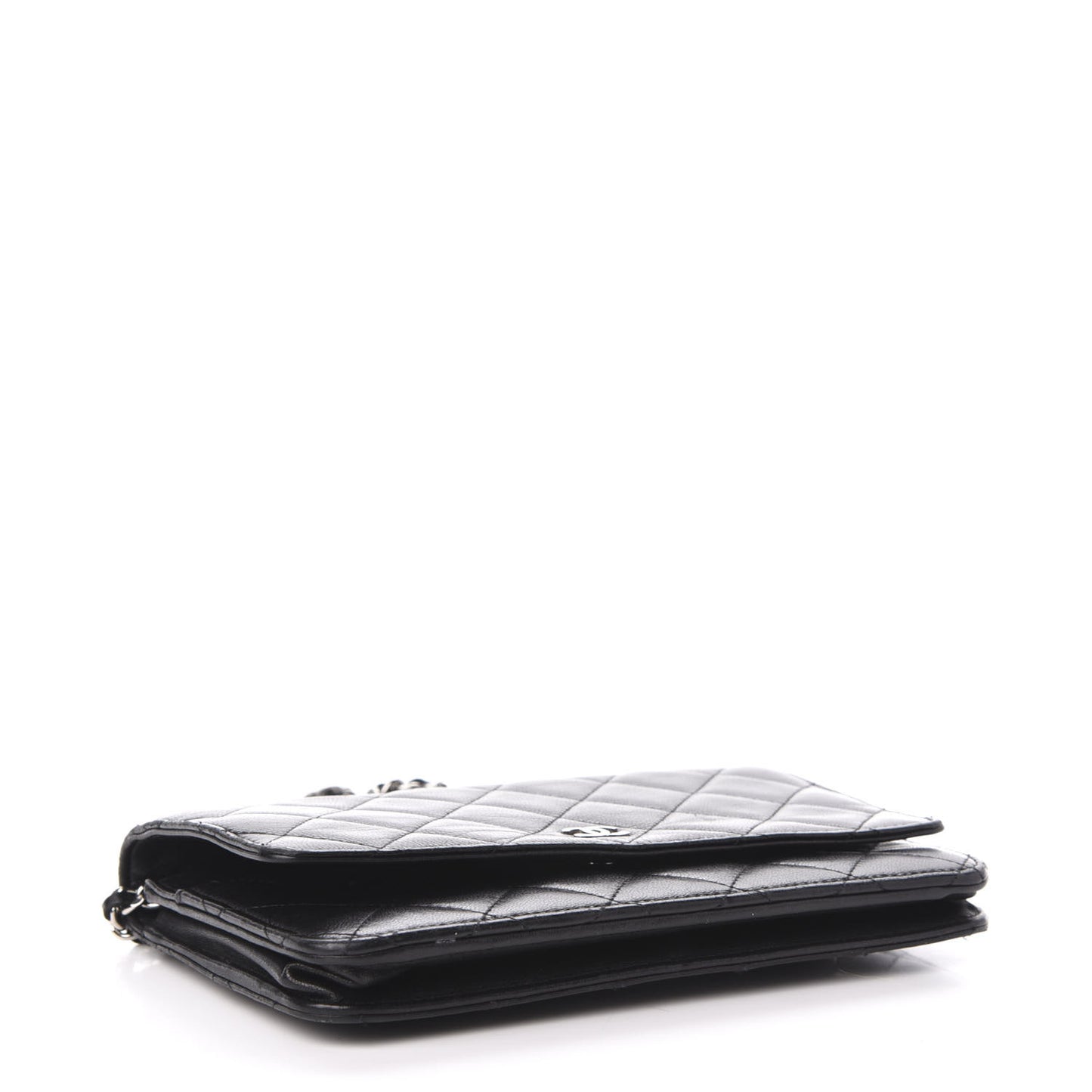 Lambskin Quilted Wallet On Chain WOC Black
