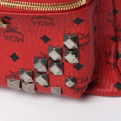 MCM Visetos Studded Medium Stark M Backpack Red 8 of 12