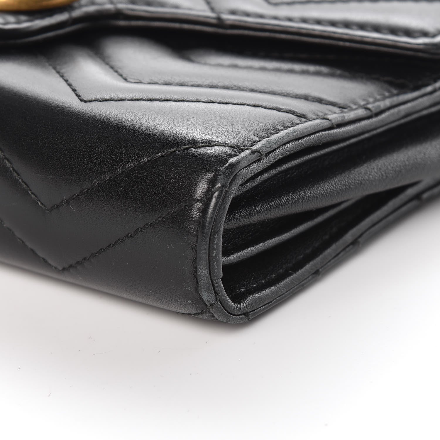 Gucci Calfskin Matelasse GG Marmont Chain Wallet Black 10 of 14