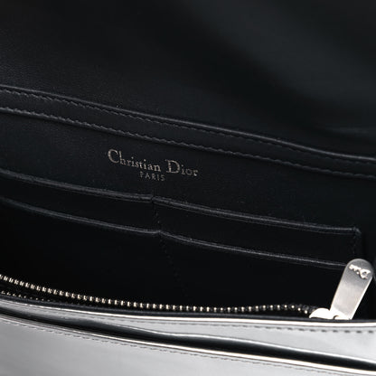 Christian Dior Metallic Patent Micro-Cannage Diorama Wallet on Chain Pouch Silver 5 of 6