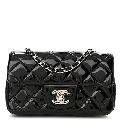 Chanel Patent Calfskin Quilted Extra Mini Rectangular Flap Black 1 of 10