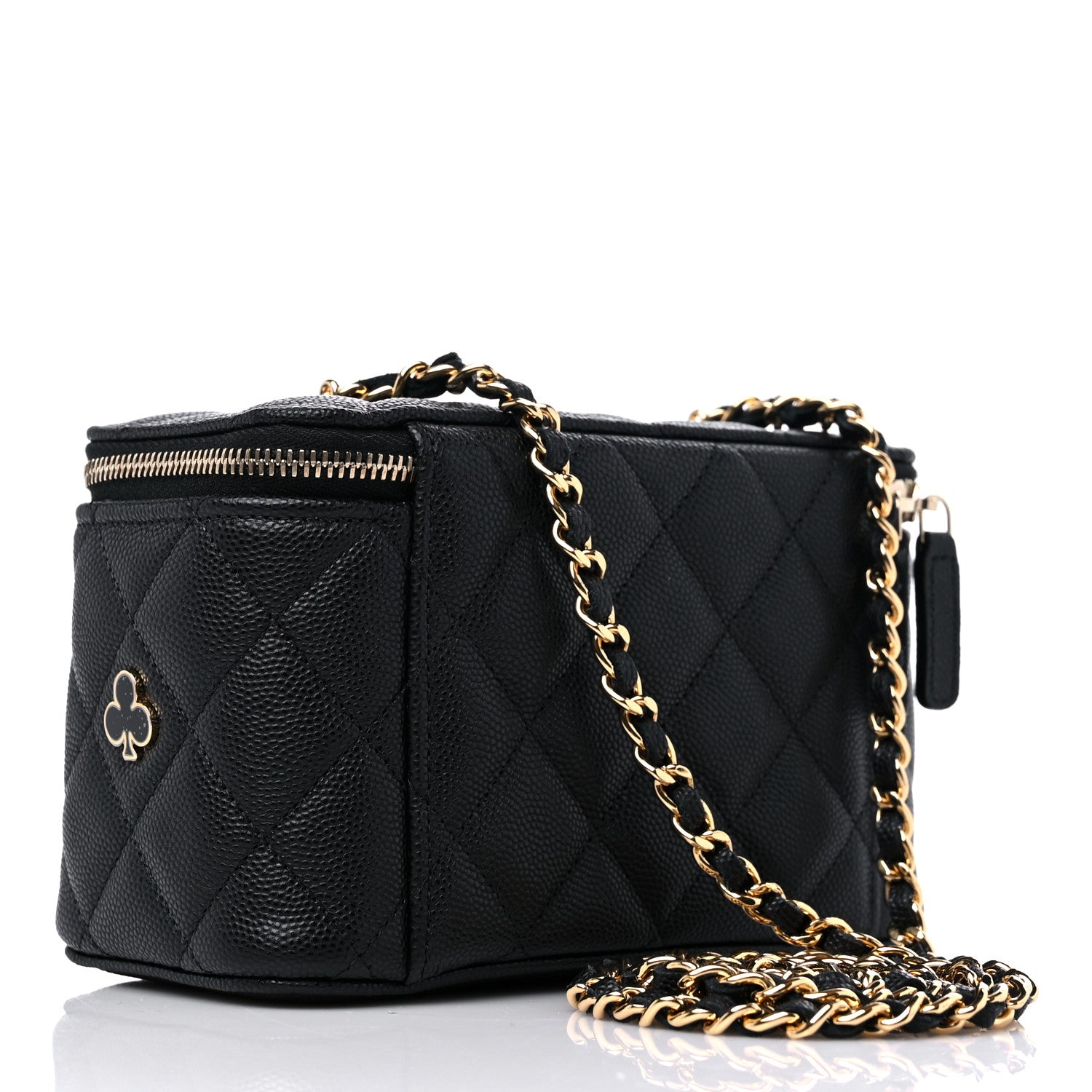 Chanel Caviar Quilted Enamel Coco Casino Small Vanity Case With Chain Black 3 of 10