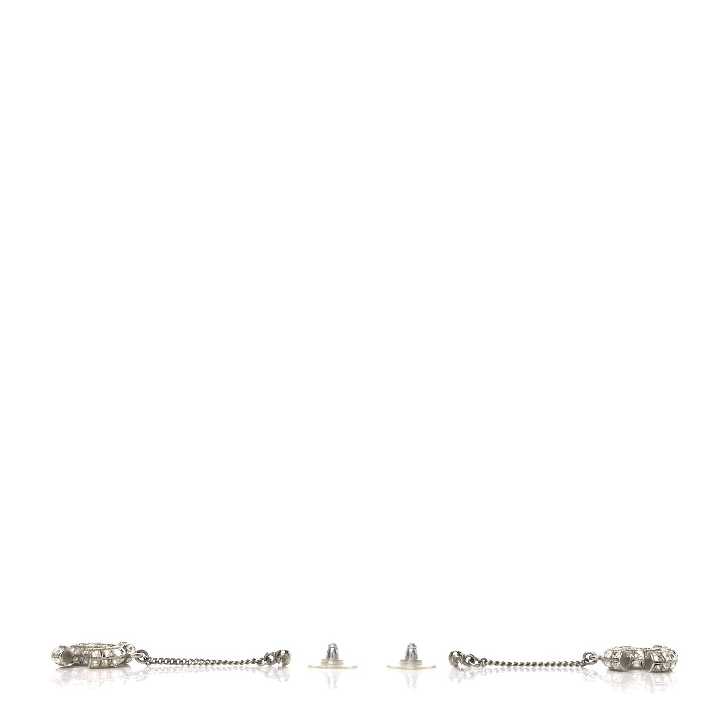 Crystal Baguette CC Drop Earrings Silver