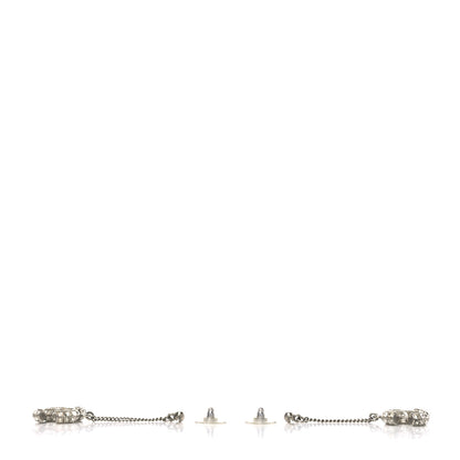 Chanel Crystal Baguette CC Drop Earrings Silver 3 of 4