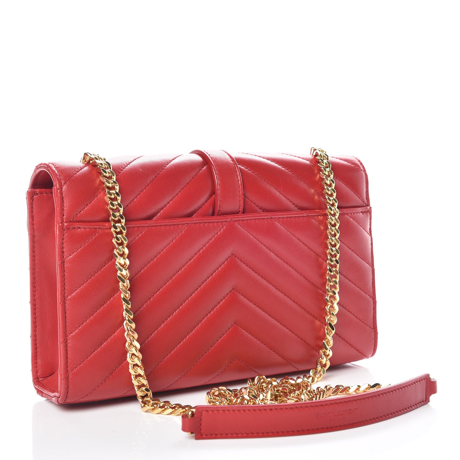 Saint Laurent Lambskin Matelasse Chevron Small Monogram Satchel Red 3 of 12