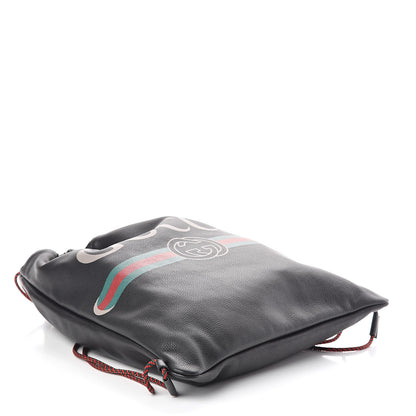 Gucci Calfskin Logo Drawstring Backpack Black 5 of 9