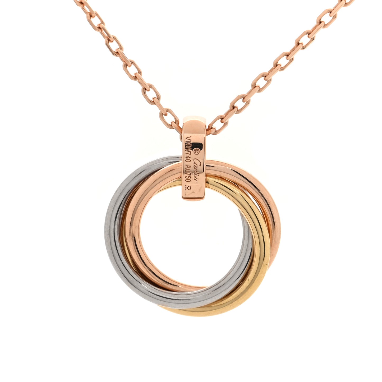 18K Pink White Yellow Gold Diamond Trinity Pendant Necklace