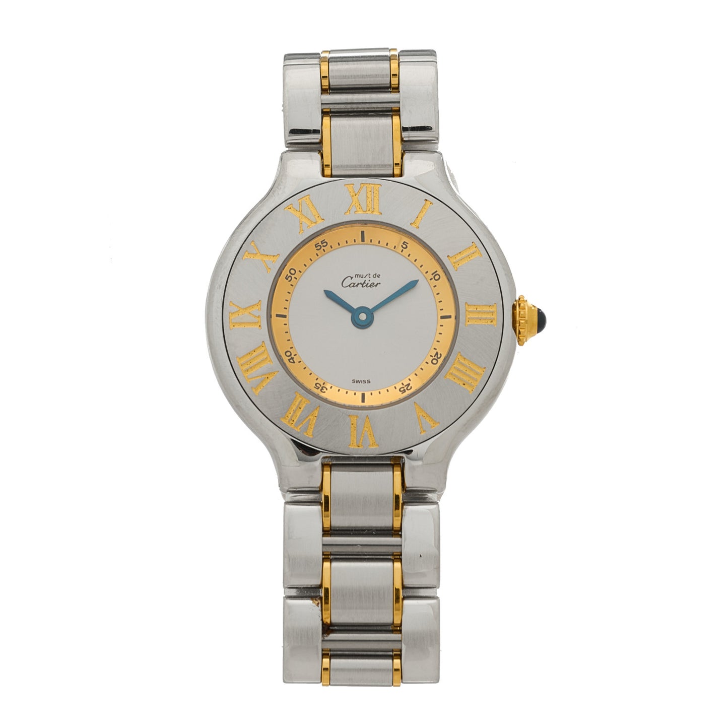Stainless Steel 18K Yellow Gold 28mm Must de 21 Quartz Watch