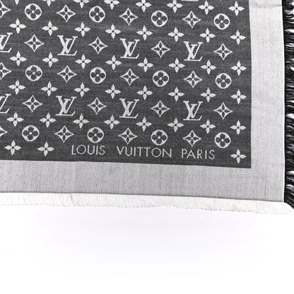 Louis Vuitton Silk Wool Monogram Denim Shawl Black 3 of 3