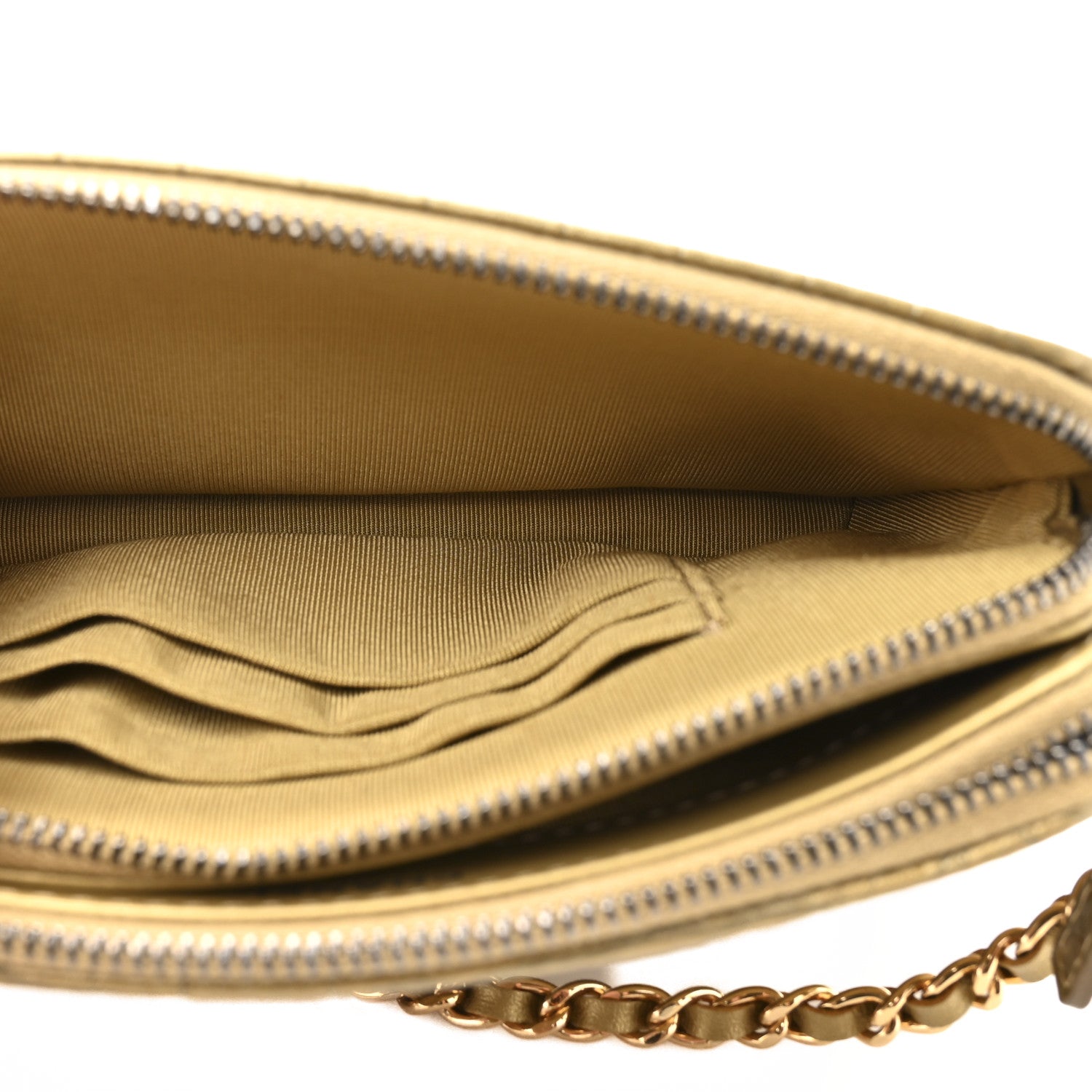 Chanel Metallic Calfskin Crocodile Embossed Small Gabrielle Clutch