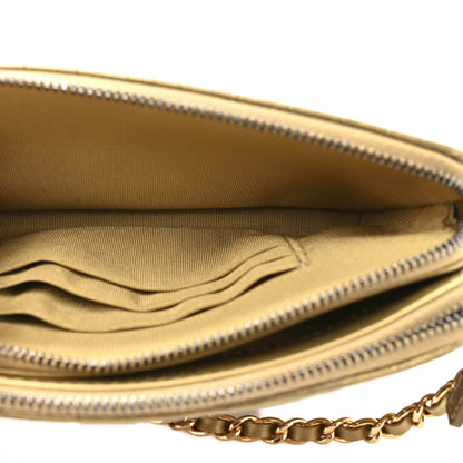 Chanel Metallic Calfskin Crocodile Embossed Small Gabrielle Clutch With Chain Gold 6 of 13