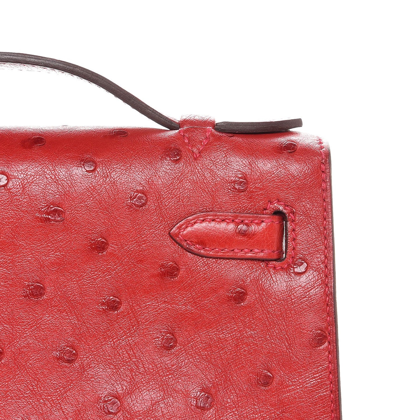 Ostrich Kelly Pochette Rouge Vif