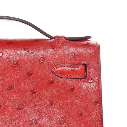 Hermes Ostrich Kelly Pochette Rouge Vif 14 of 35