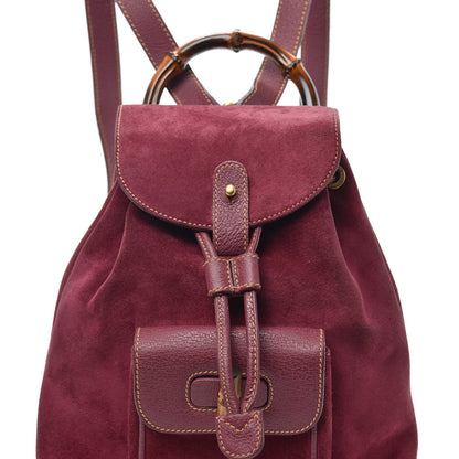 Gucci Suede Calfskin Bamboo Backpack Purple 7 of 9