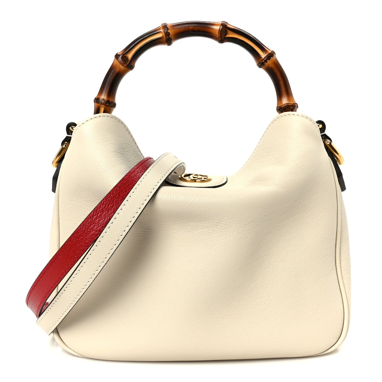 Softy Wonka Textured Dollar Calfskin Small Diana Shoulder Bag Mystic White Hibiscus Red