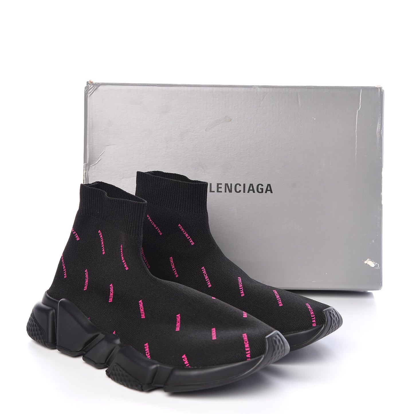 Neoprene Knit Allover Logo Womens Speed Sneakers 39 Black Fuchsia