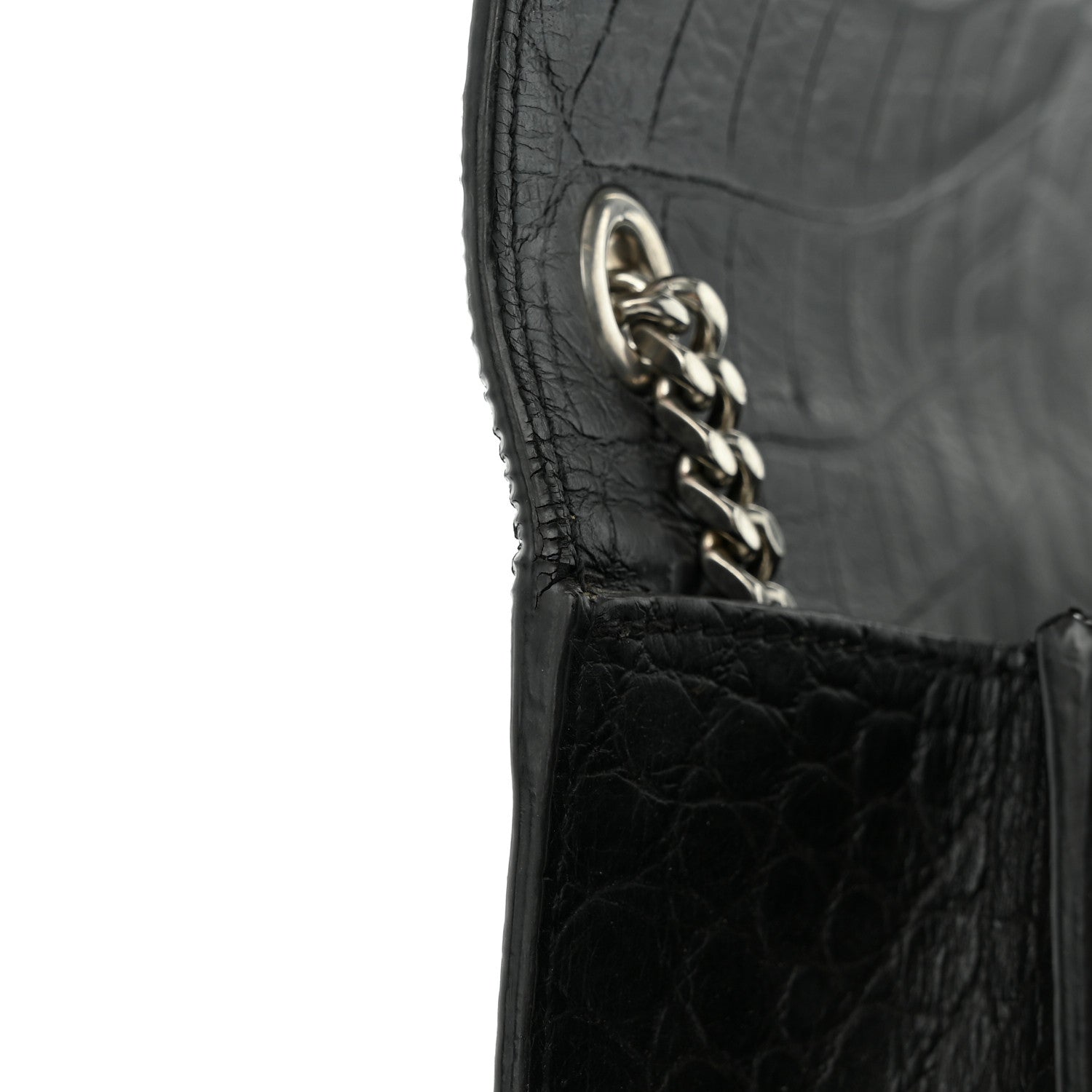 Saint Laurent Calfskin Crocodile Embossed Kate Monogram Tassel 10 of 11