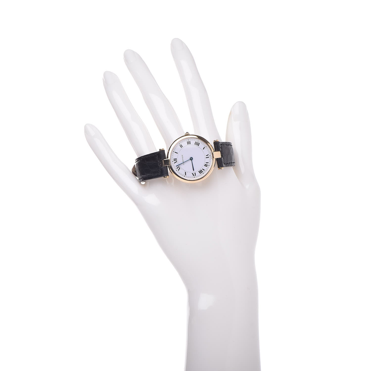 Cartier 18K Yellow Gold Alligator 30mm Vendome Quartz Watch 2 of 10