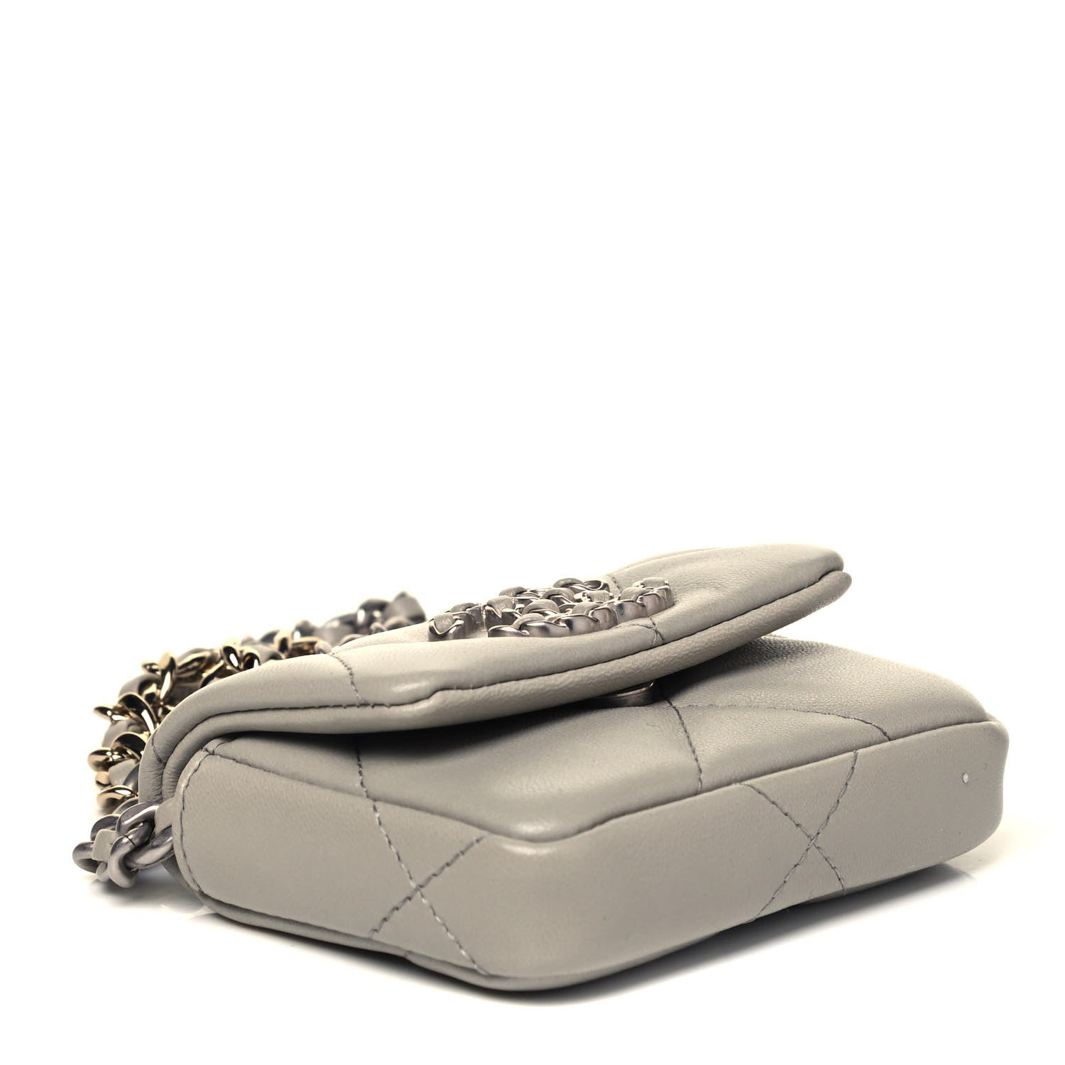 Chanel Lambskin Quilted Chanel 19 Flap Belt Bag Grey 3 of 9