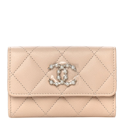 Chanel Caviar Pearl Quilted Coco Candy Flap Card Holder Beige 1 of 12