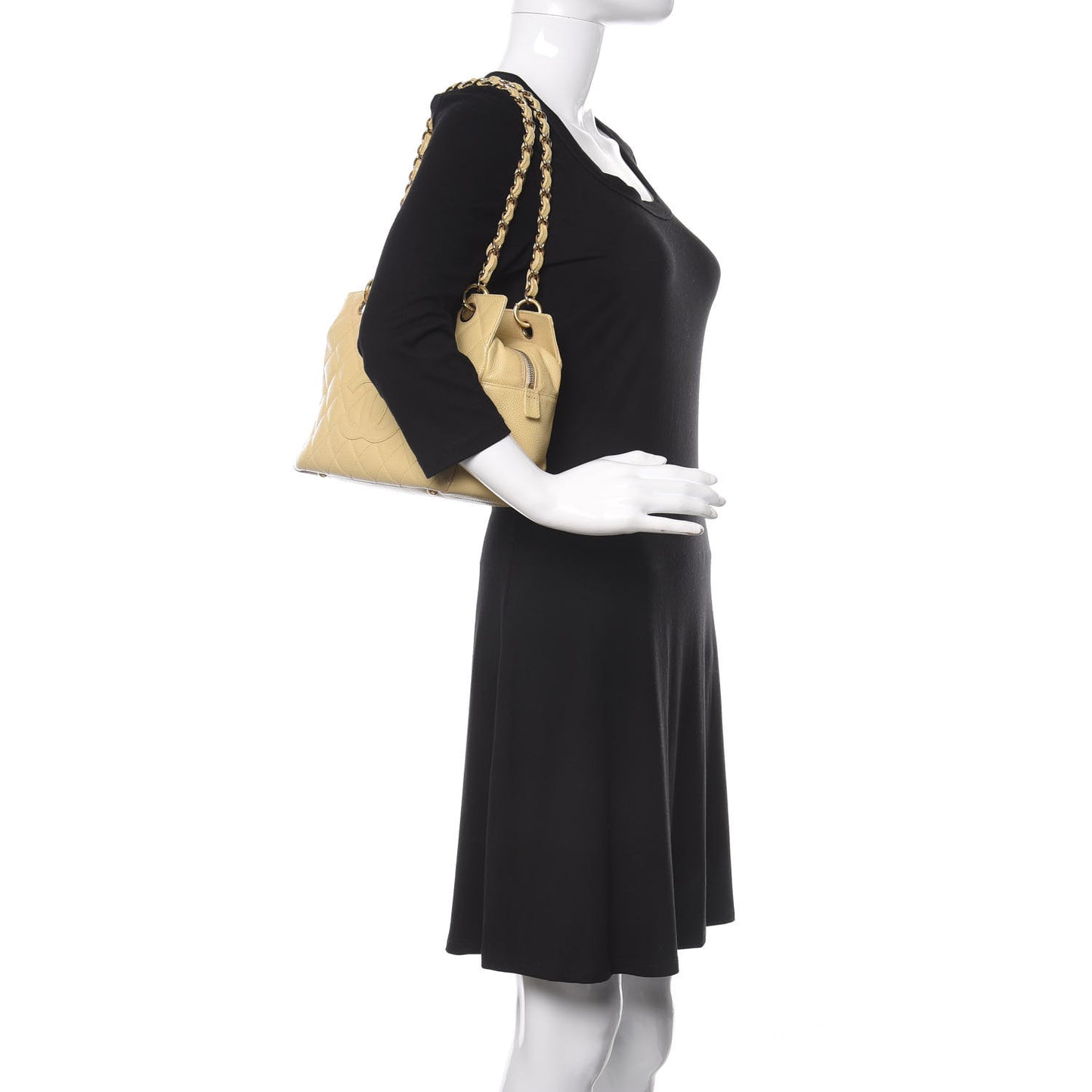 Caviar Quilted Petit Timeless Tote PTT Beige Clair