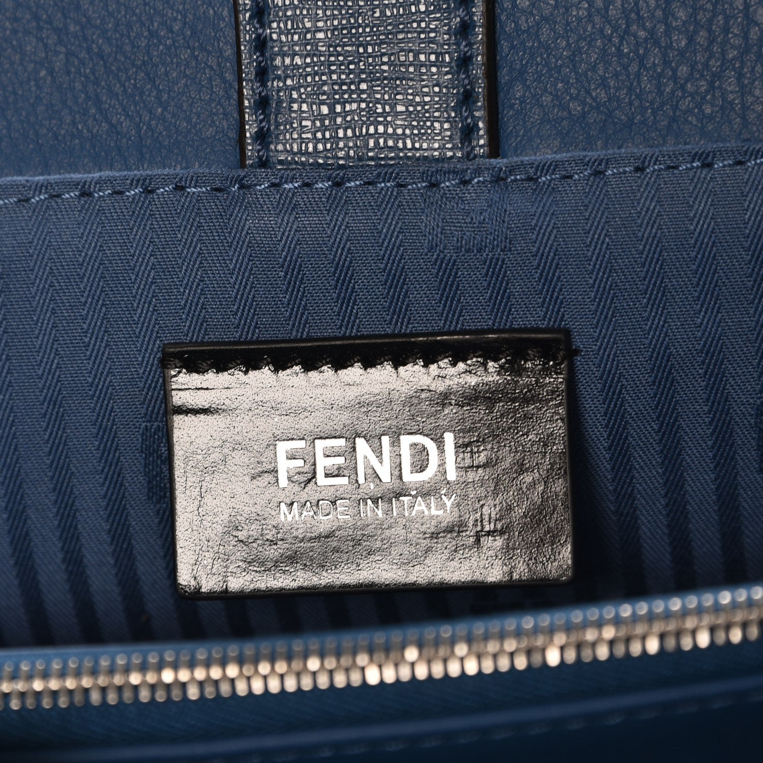 Fendi Vitello Elite Petite 2Jours Tote Blue Cobalto 8 of 9