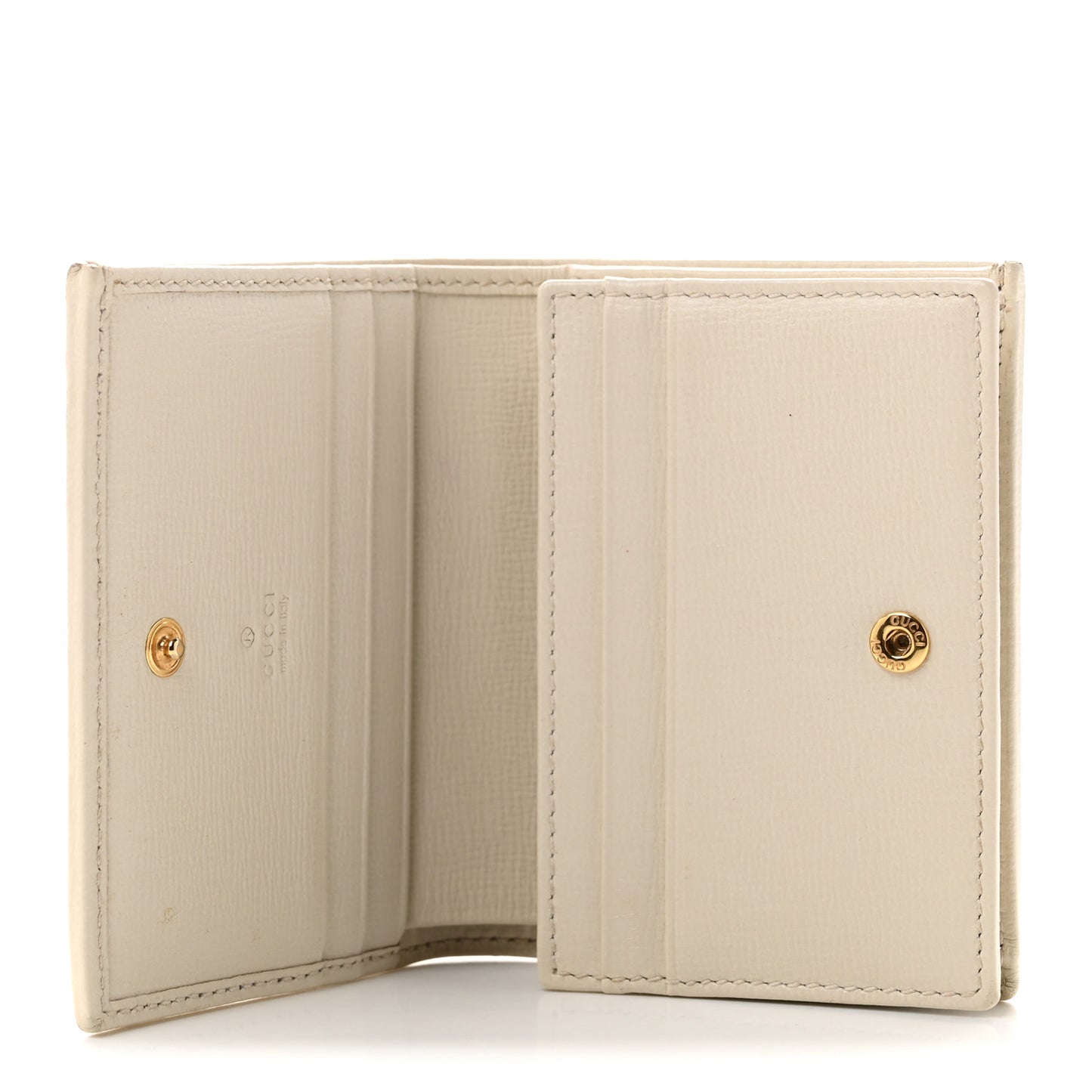 GG Supreme Monogram Azalea Calfskin Horsebit 1955 Card Case Wallet Beige Ebony Mystic White