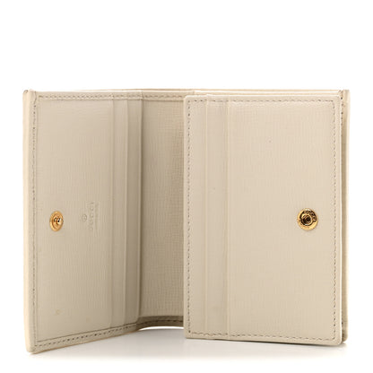 Gucci GG Supreme Monogram Azalea Calfskin Horsebit 1955 Card Case Wallet Beige Ebony Mystic White 4 of 8