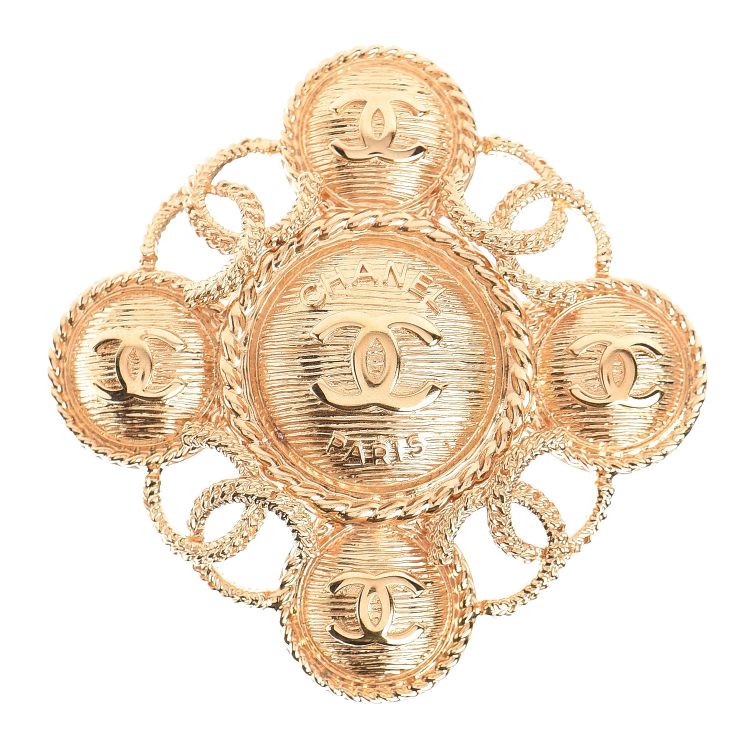 Chanel CC Cross Brooch Gold 1 of 5