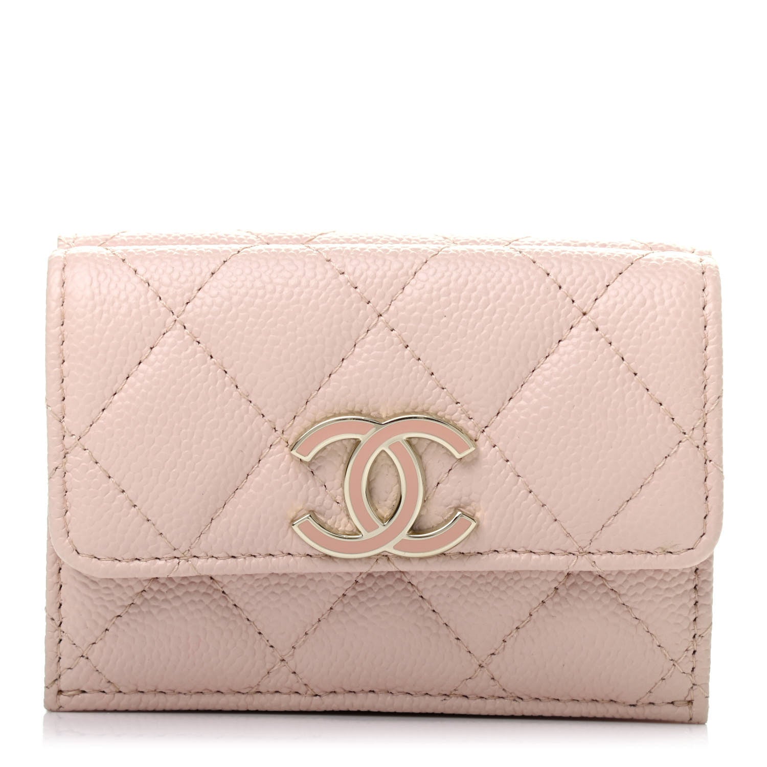 Chanel Caviar Quilted Double Flap Wallet Light Pink 1 of 7