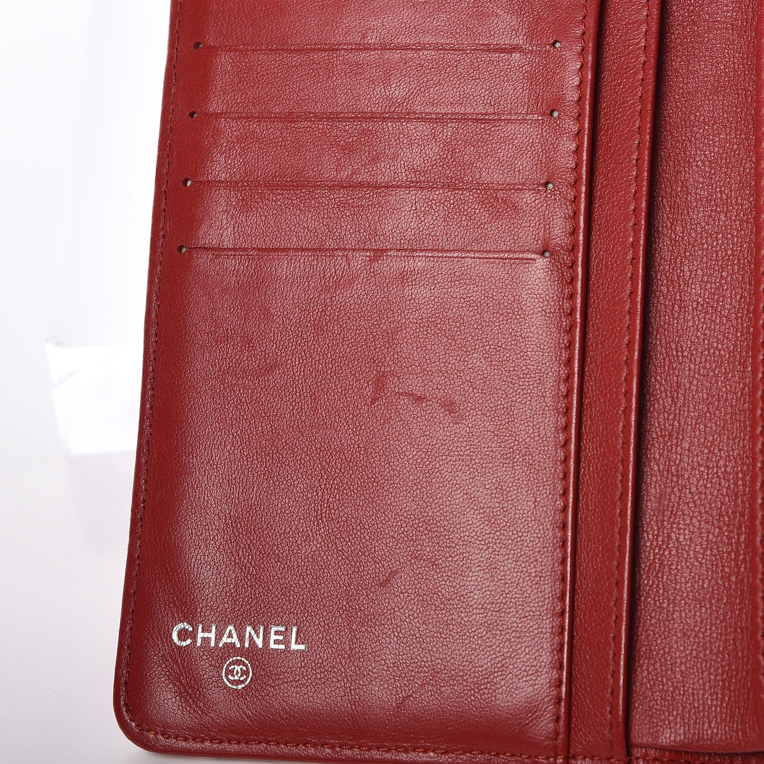 Chanel Lambskin Quilted Zipped Pocket Wallet Red 12 of 15