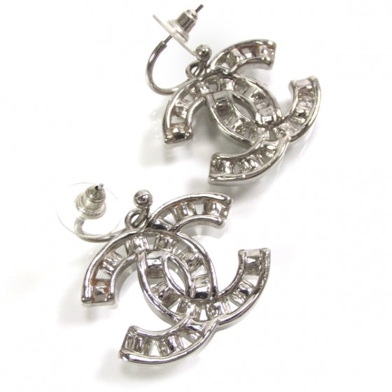 Crystal CC Logo Earrings Silver